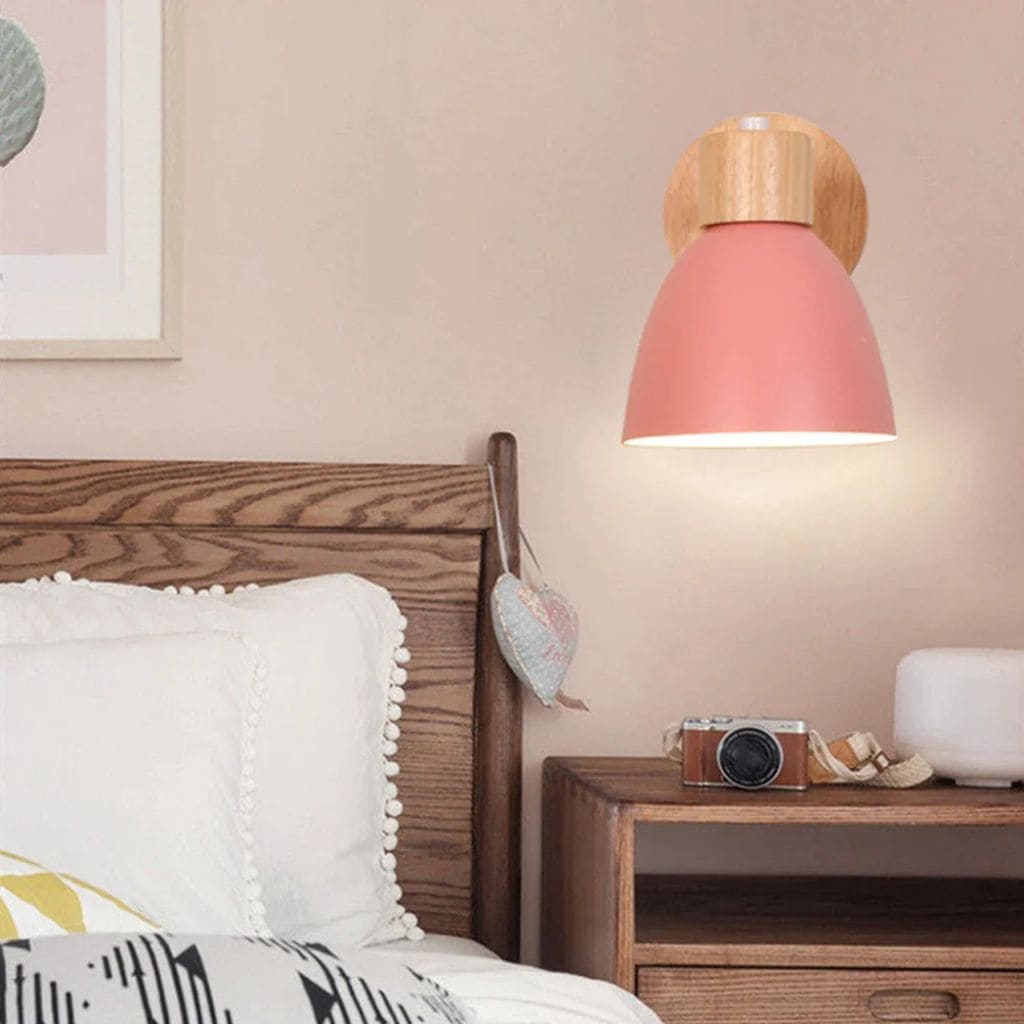 Nordic LED wall light in solid wood