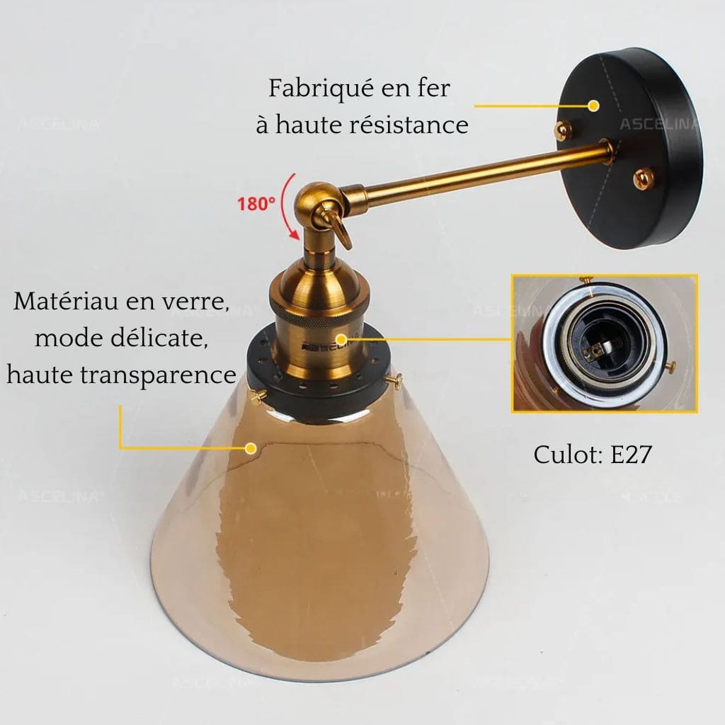 Retro glass wall light