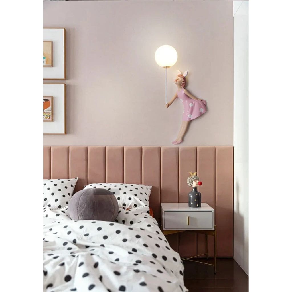Princess pink resin wall light