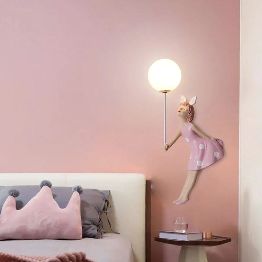 Princess pink resin wall light