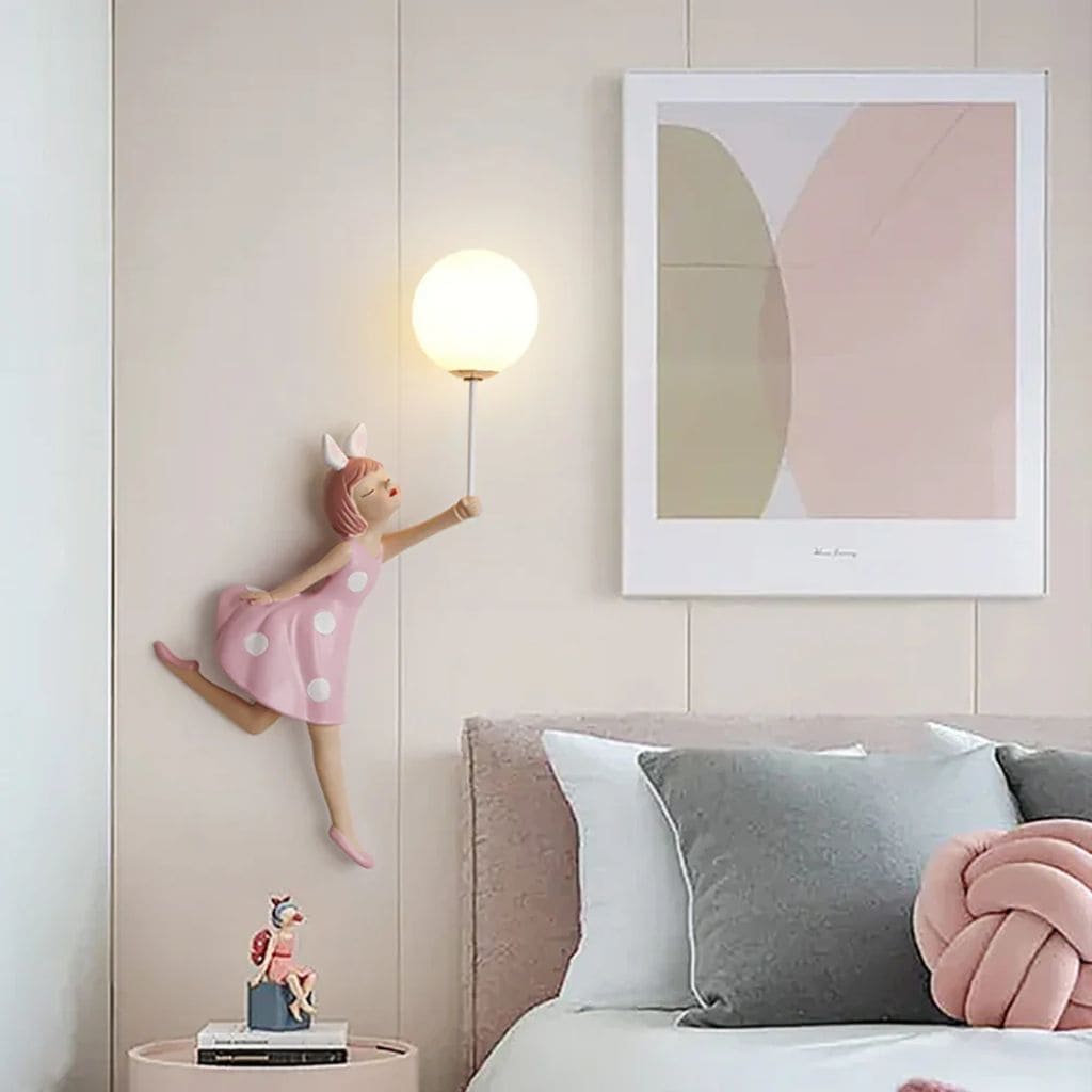 Princess pink resin wall light