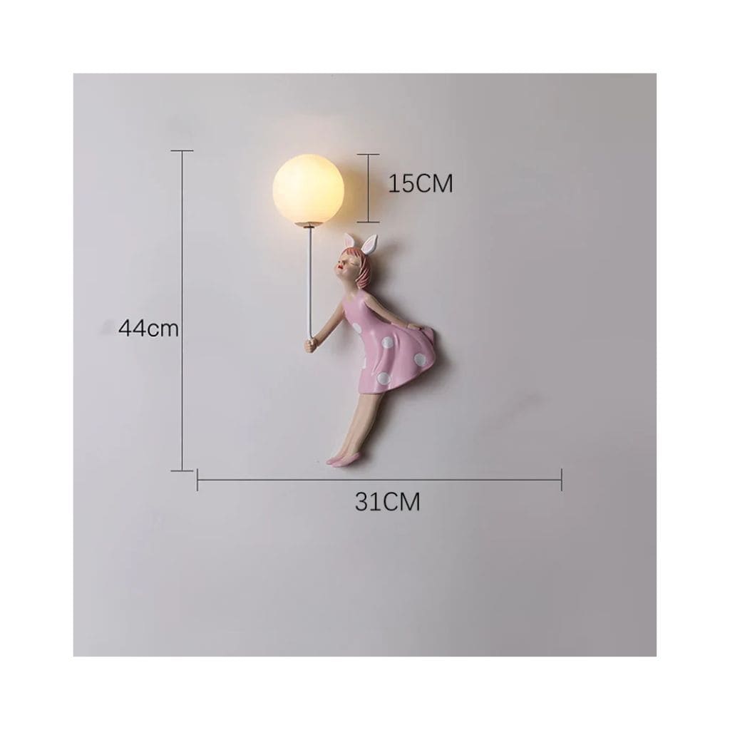 Princess pink resin wall light