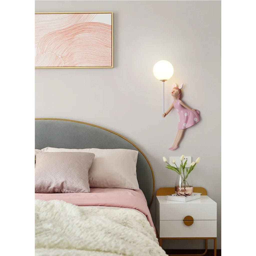 Princess pink resin wall light