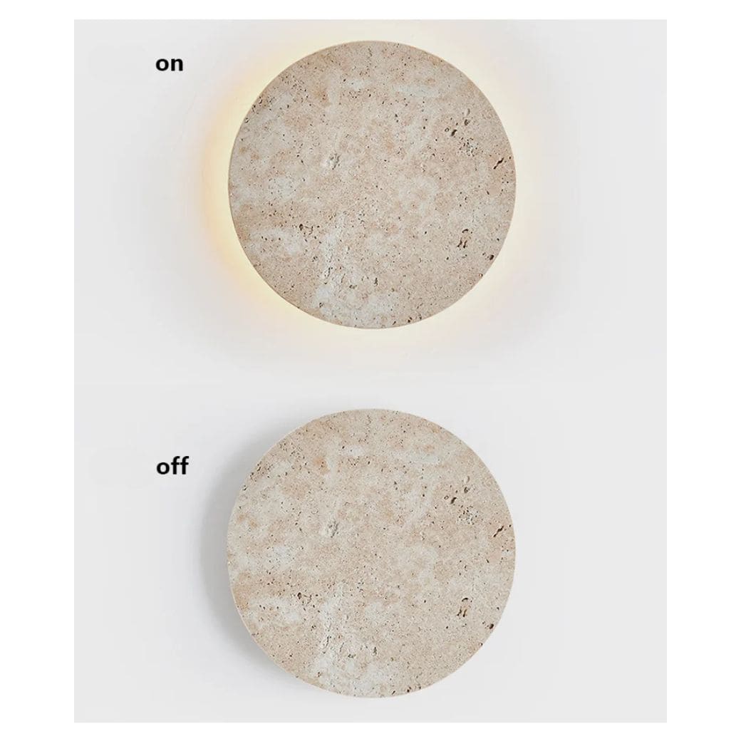 Round stone wall lamp