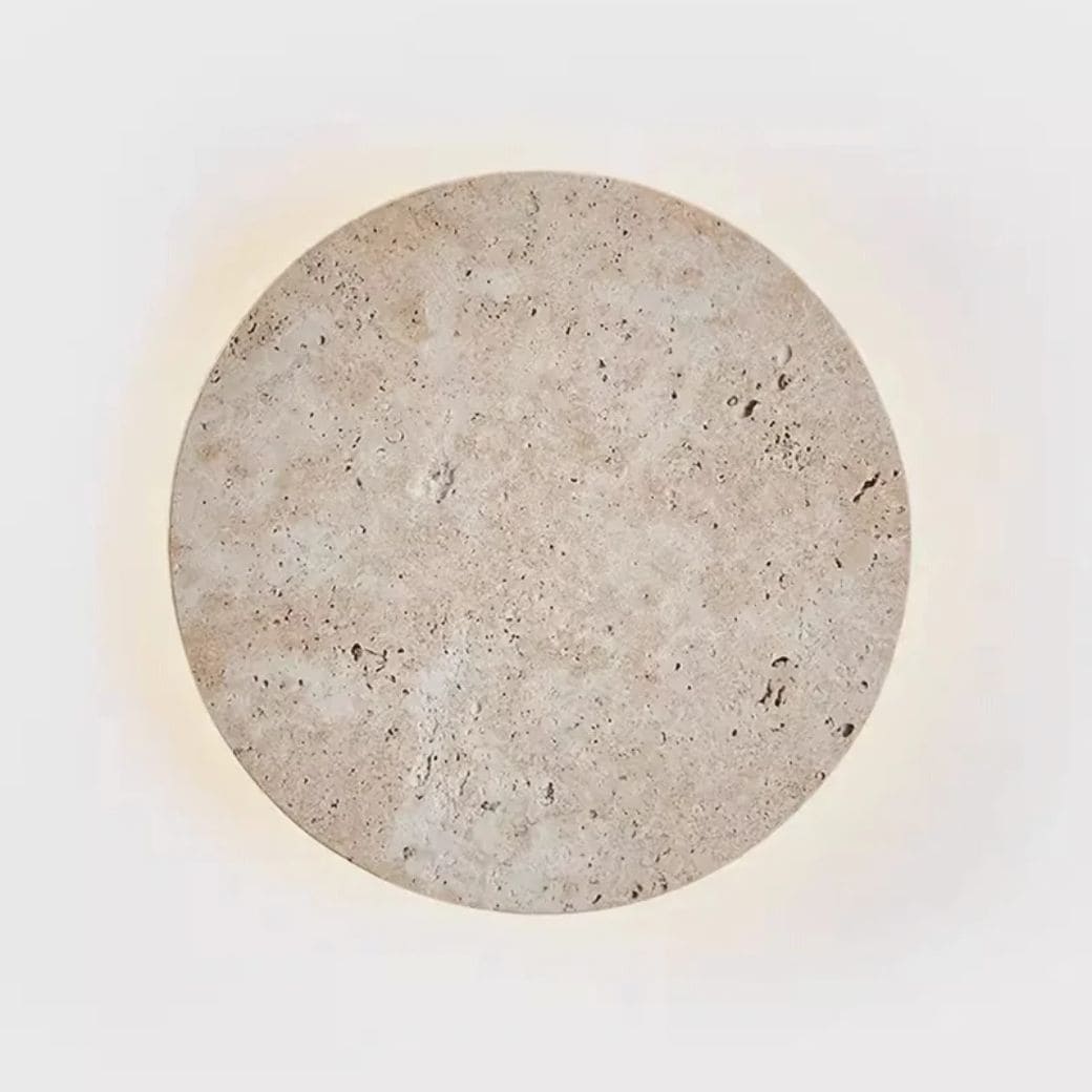 Round stone wall lamp