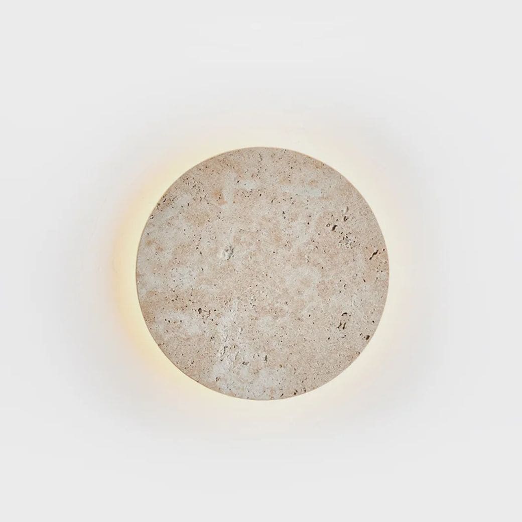 Round stone wall lamp