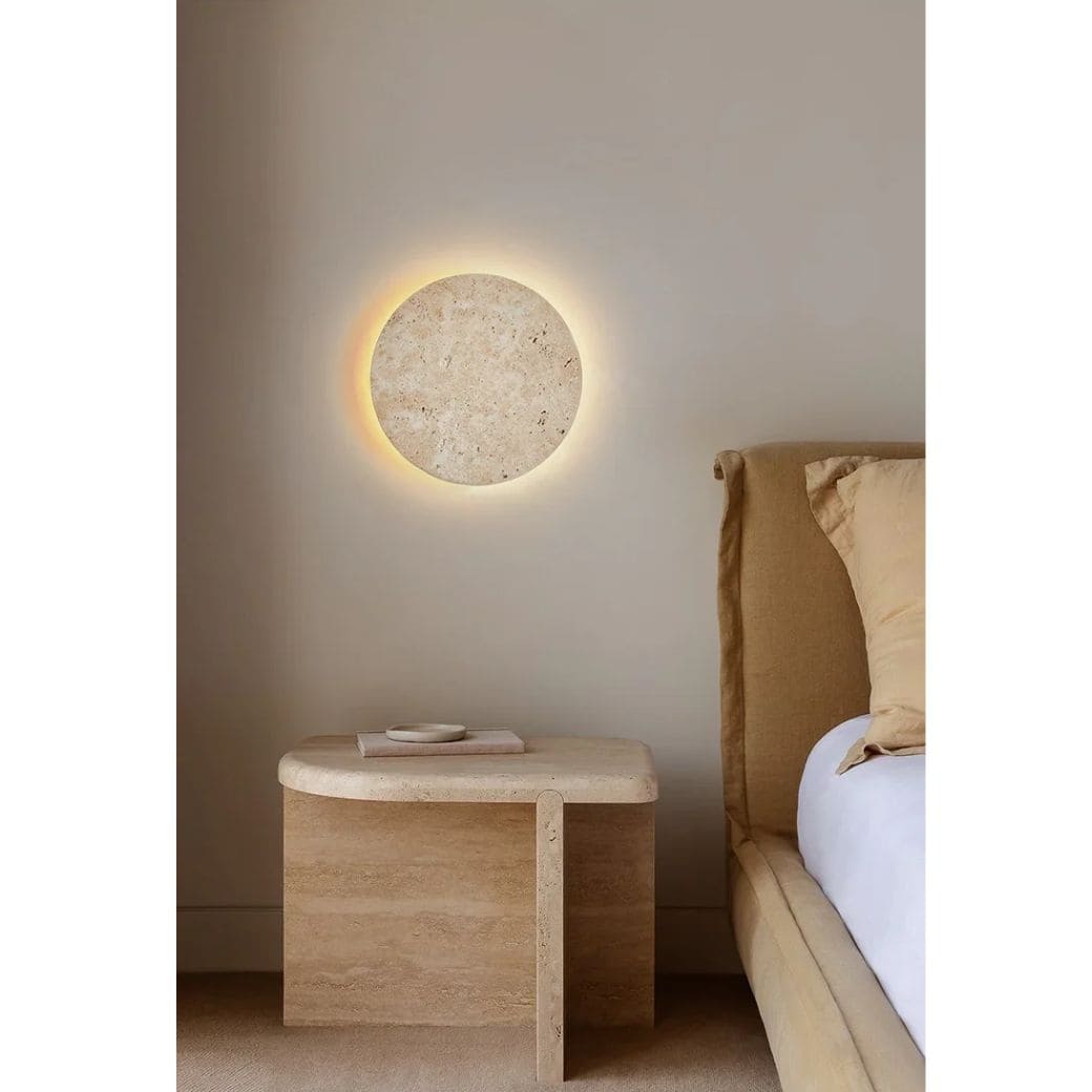 Round stone wall lamp
