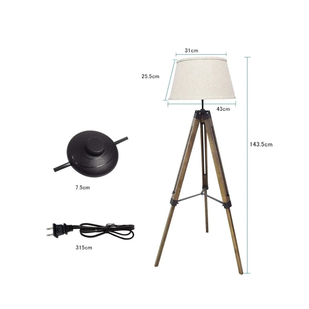 Vintage Wood LED Tripod Lamp