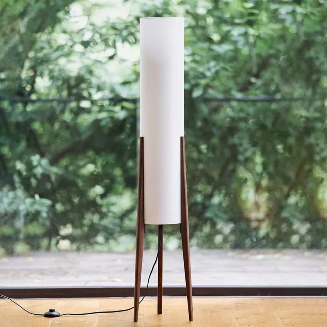 Japanese retro wooden angle floor lamp
