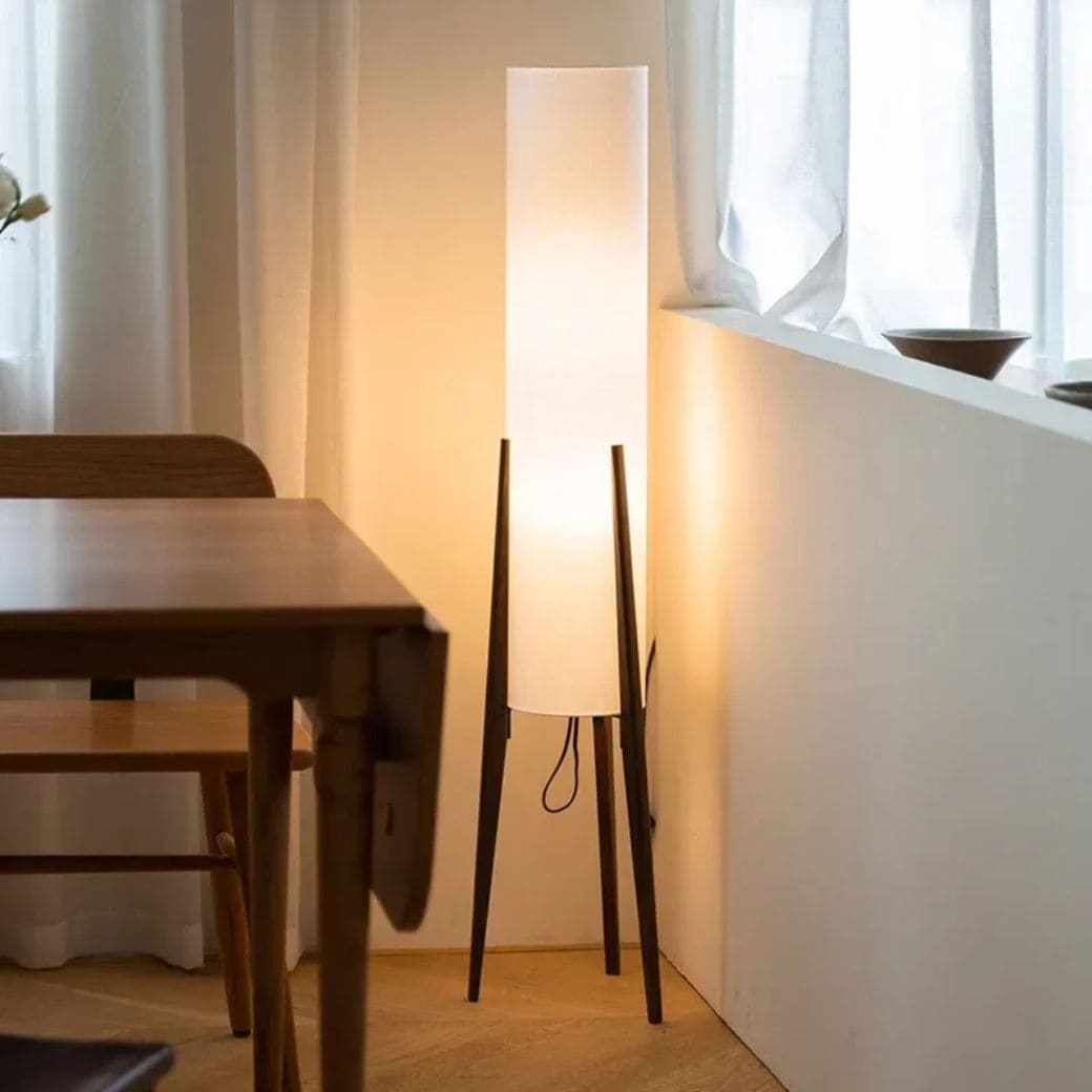 Japanese retro wooden angle floor lamp