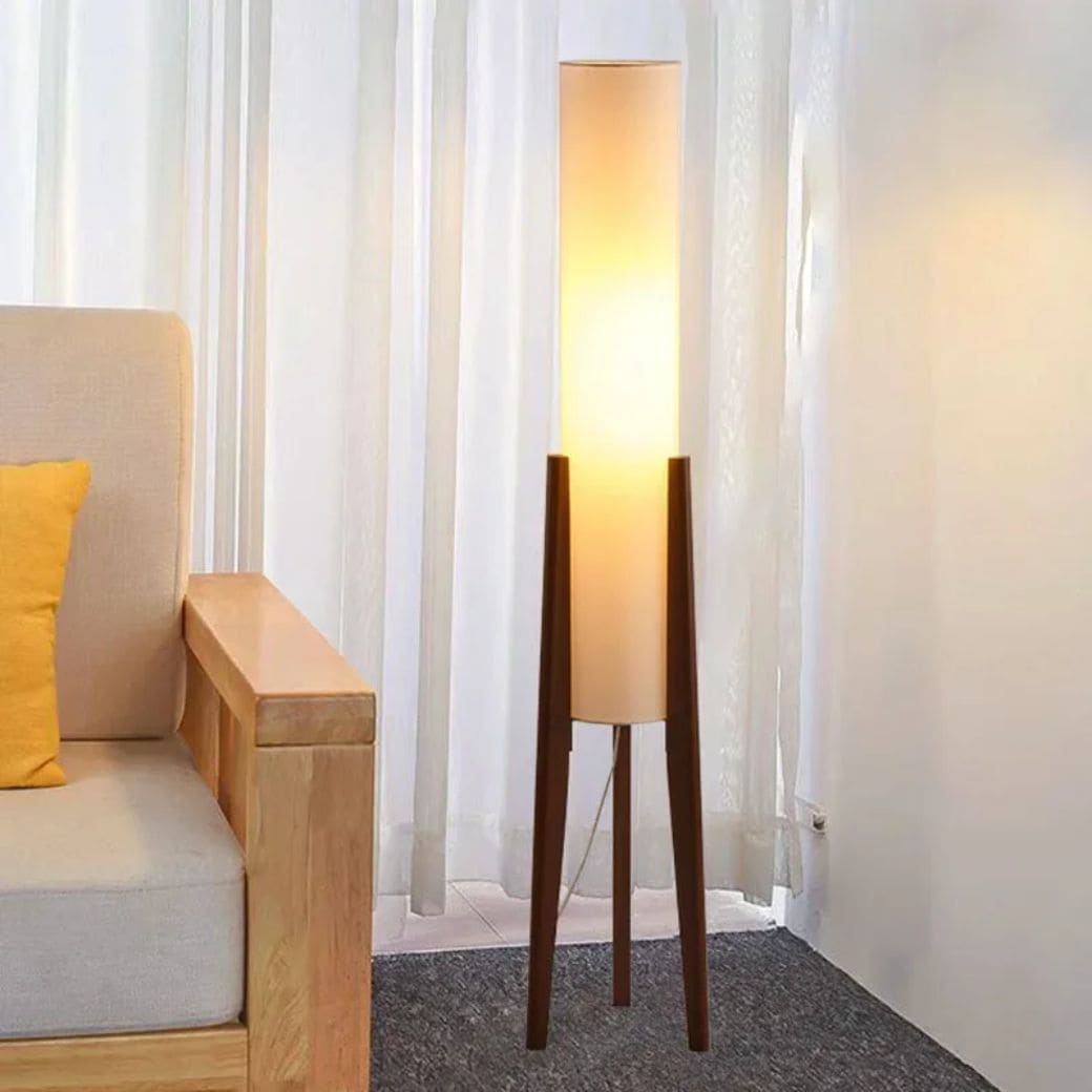Japanese retro wooden angle floor lamp