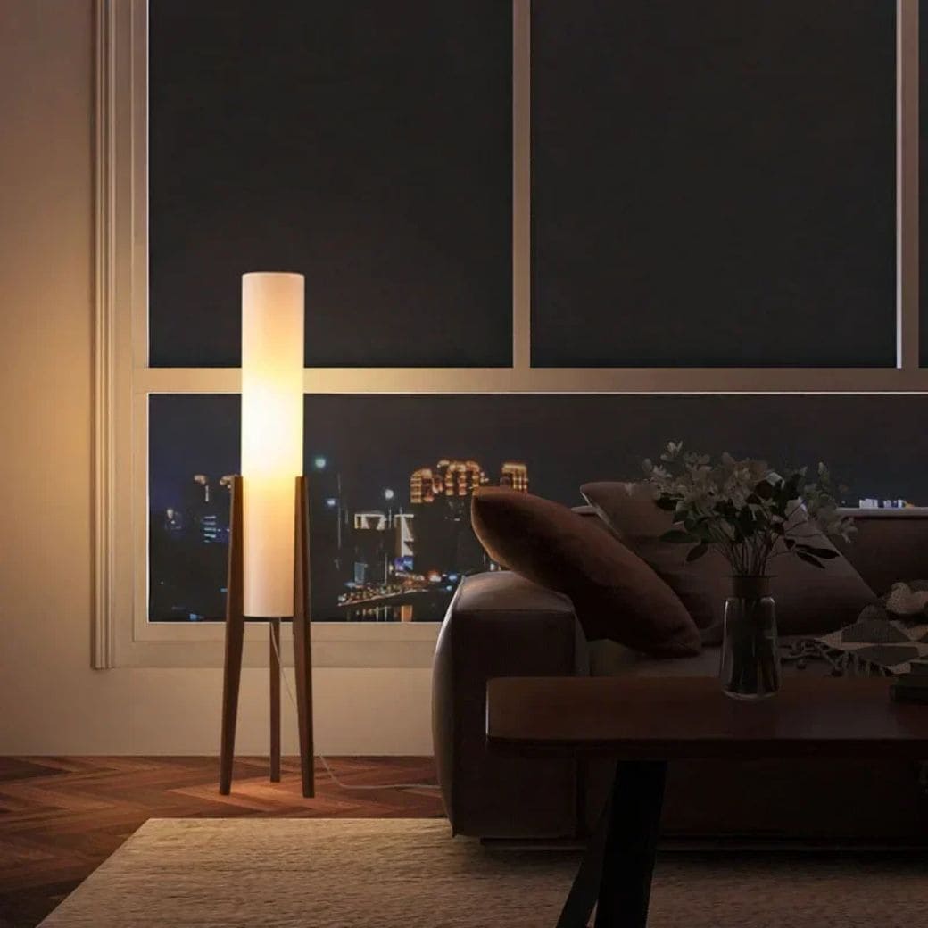 Japanese retro wooden angle floor lamp