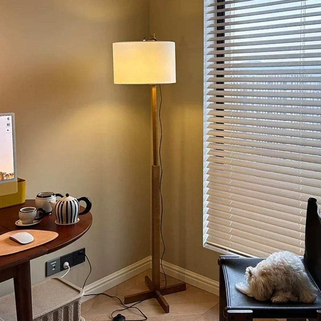 Nordic wooden standing lamp