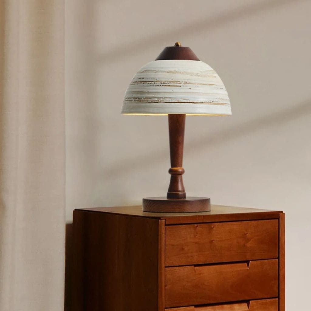 Japanese solid wood and ceramic lamp