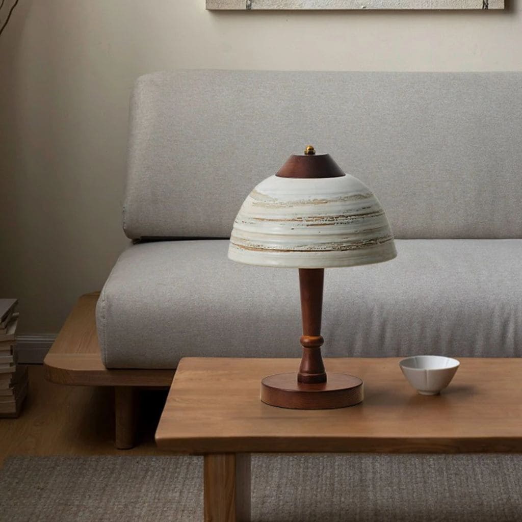 Japanese solid wood and ceramic lamp