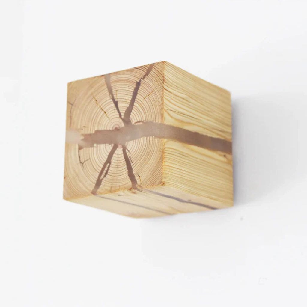 Resin and Wood Cube Wall Lamp