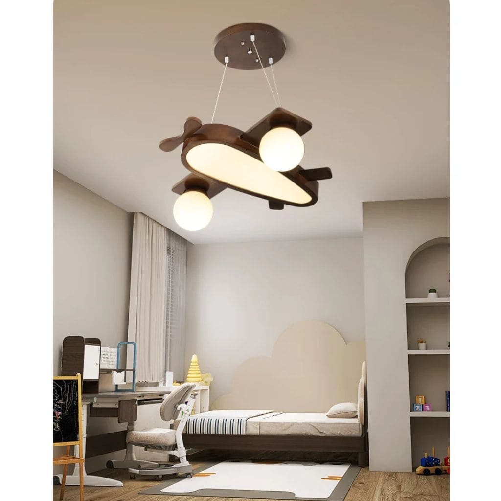 Wooden plane hanging lamp