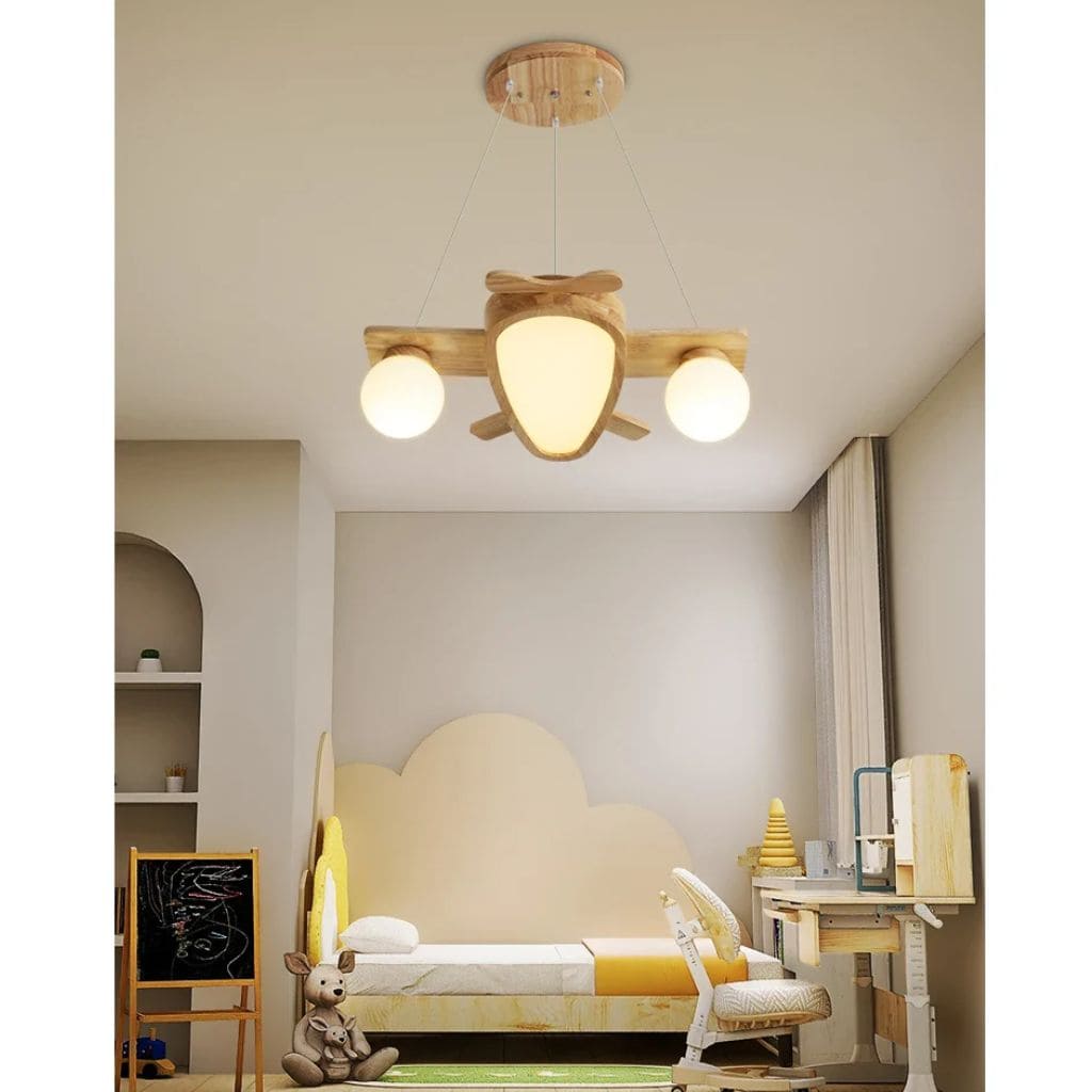 Wooden plane hanging lamp