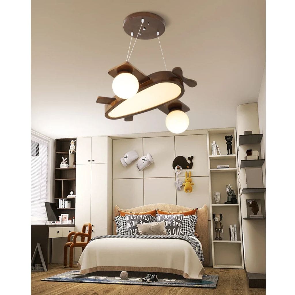 Wooden plane hanging lamp