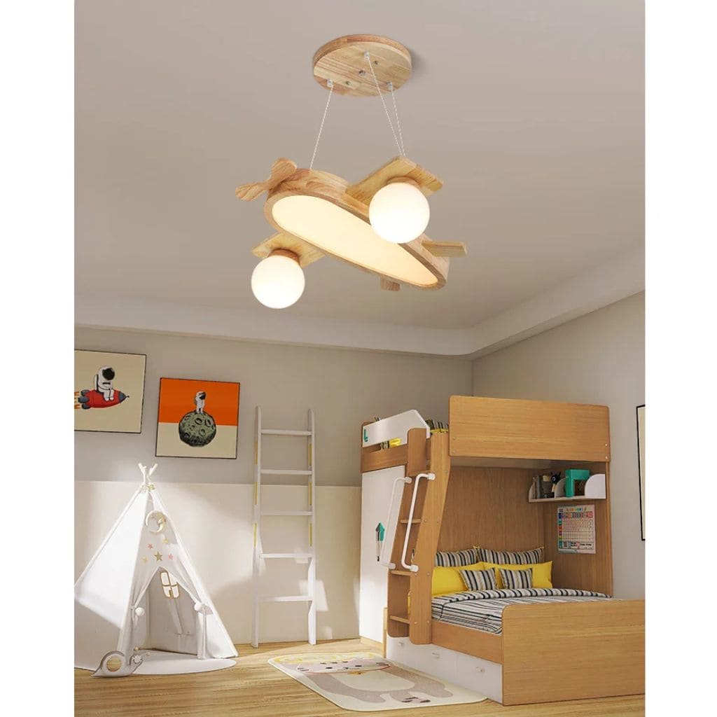 Wooden plane hanging lamp