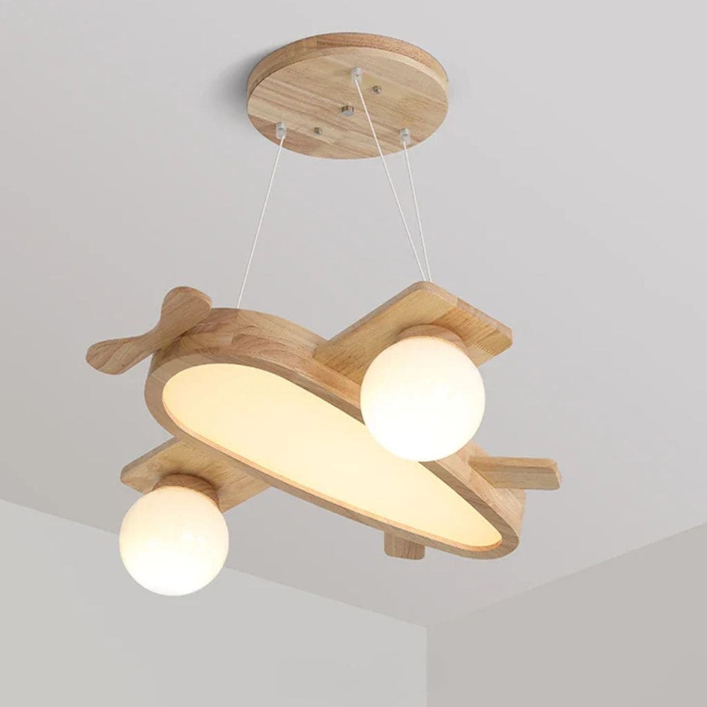 Wooden plane hanging lamp