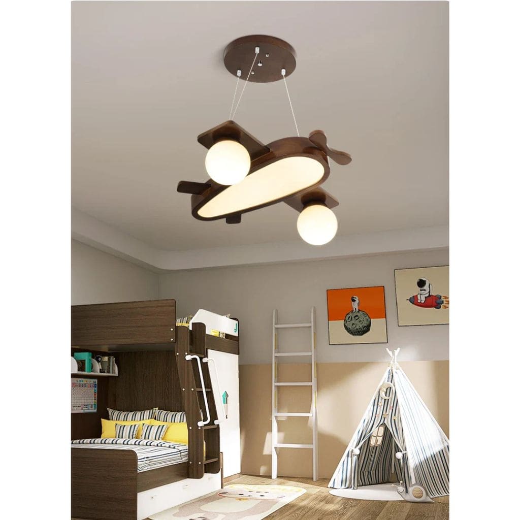 Wooden plane hanging lamp