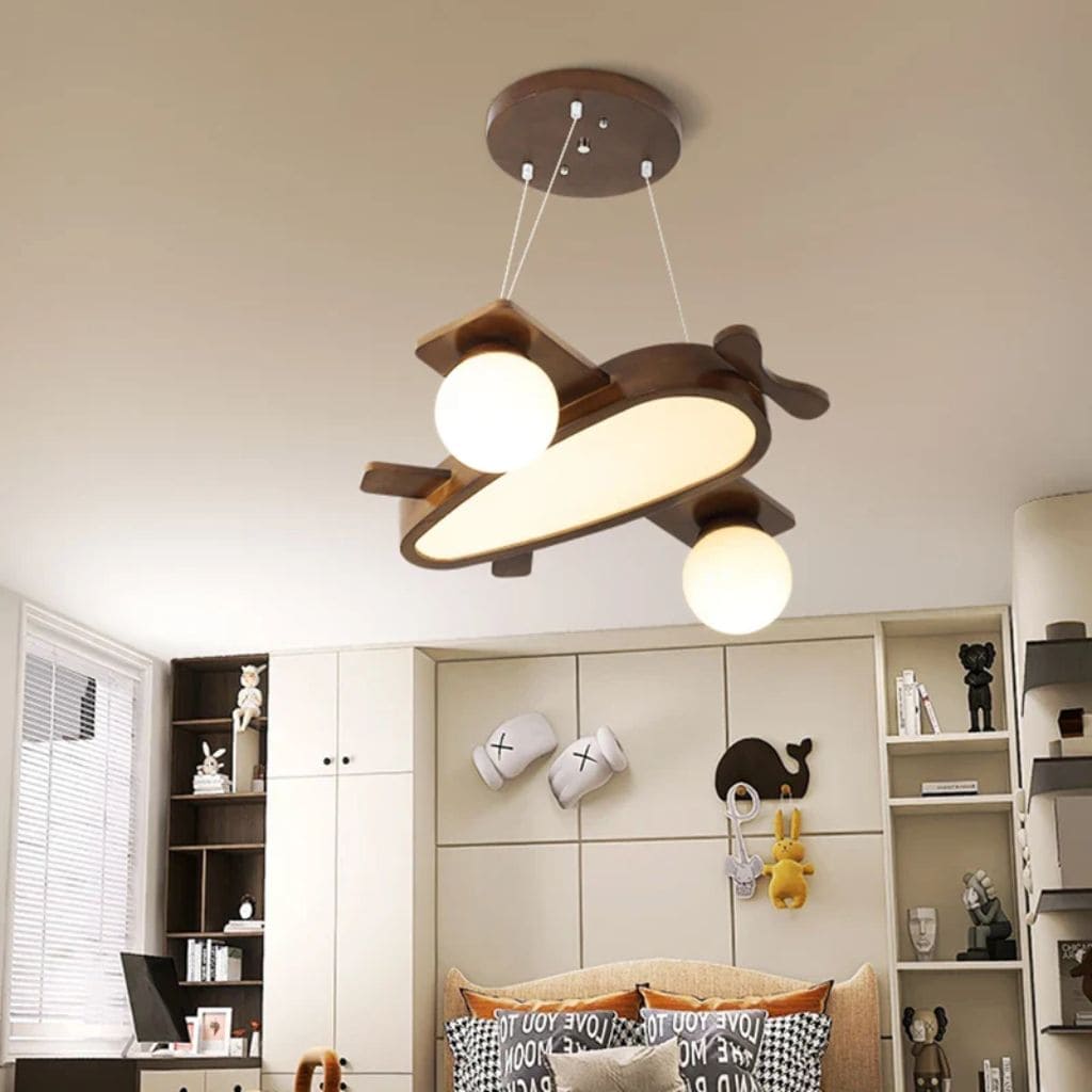 Wooden plane hanging lamp