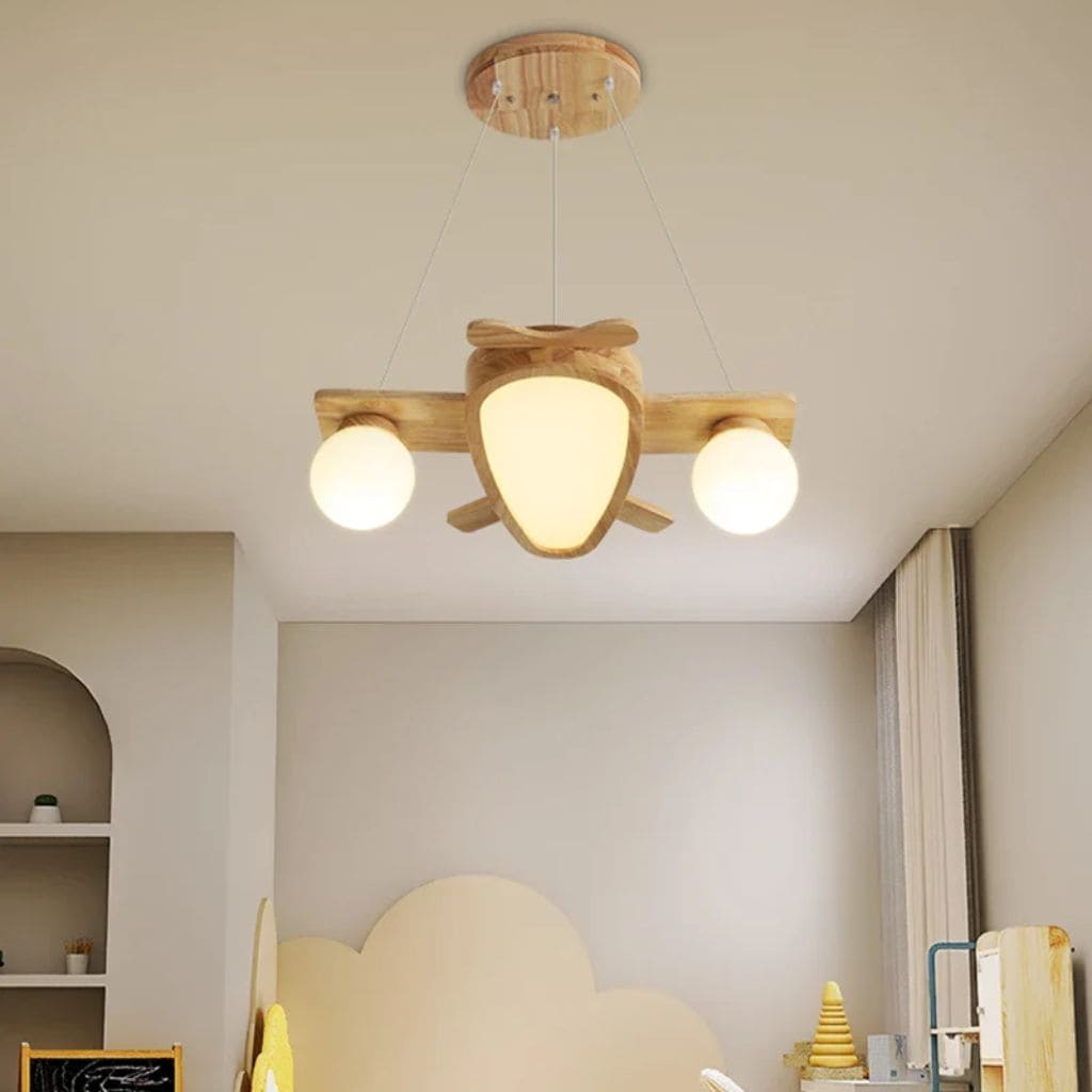 Wooden plane hanging lamp