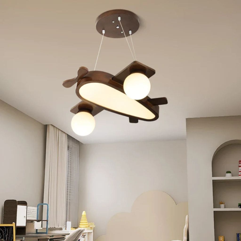 Wooden plane hanging lamp