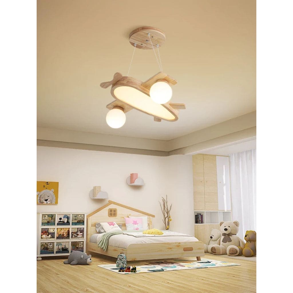 Wooden plane hanging lamp