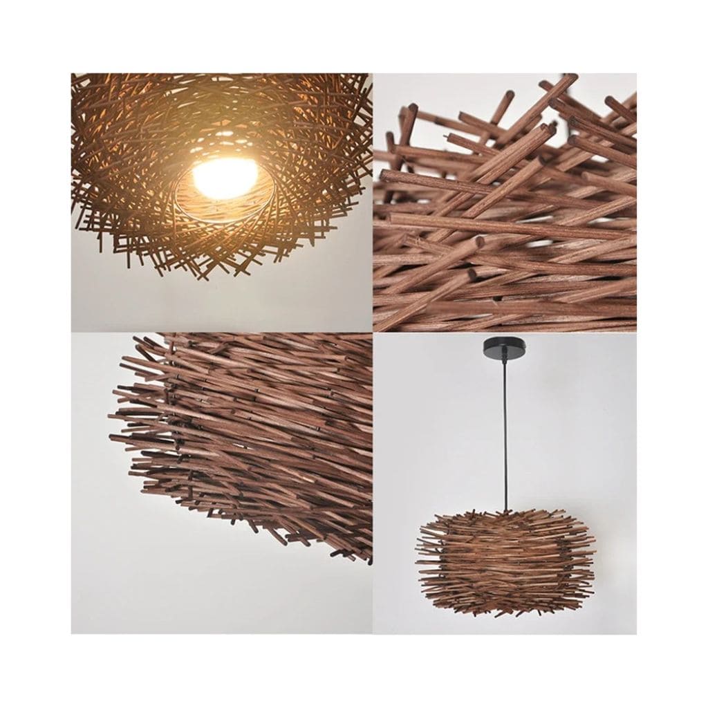 Japanese rattan suspended lamp