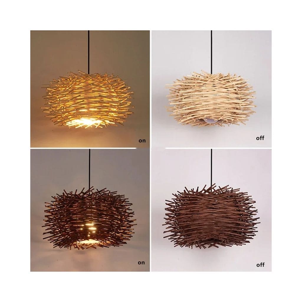 Japanese rattan suspended lamp