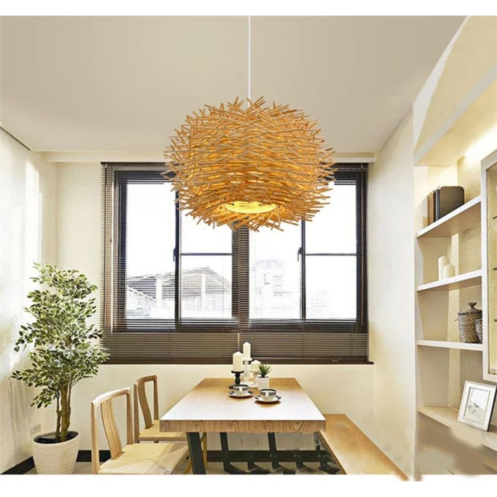 Japanese rattan suspended lamp
