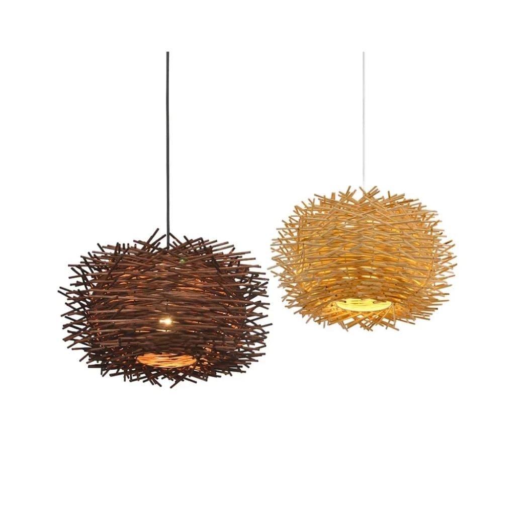 Japanese rattan suspended lamp