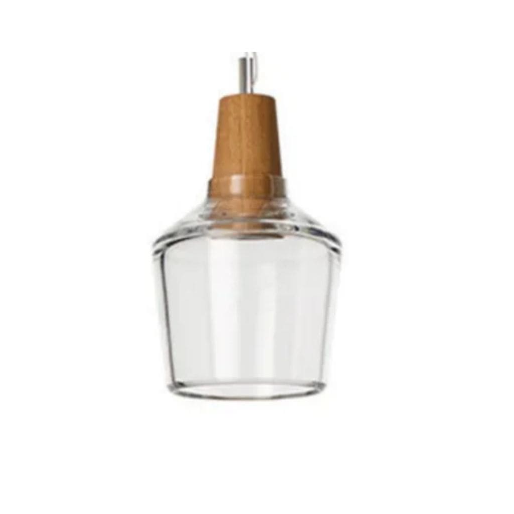 Scandinavian glass and wood hanging lamp