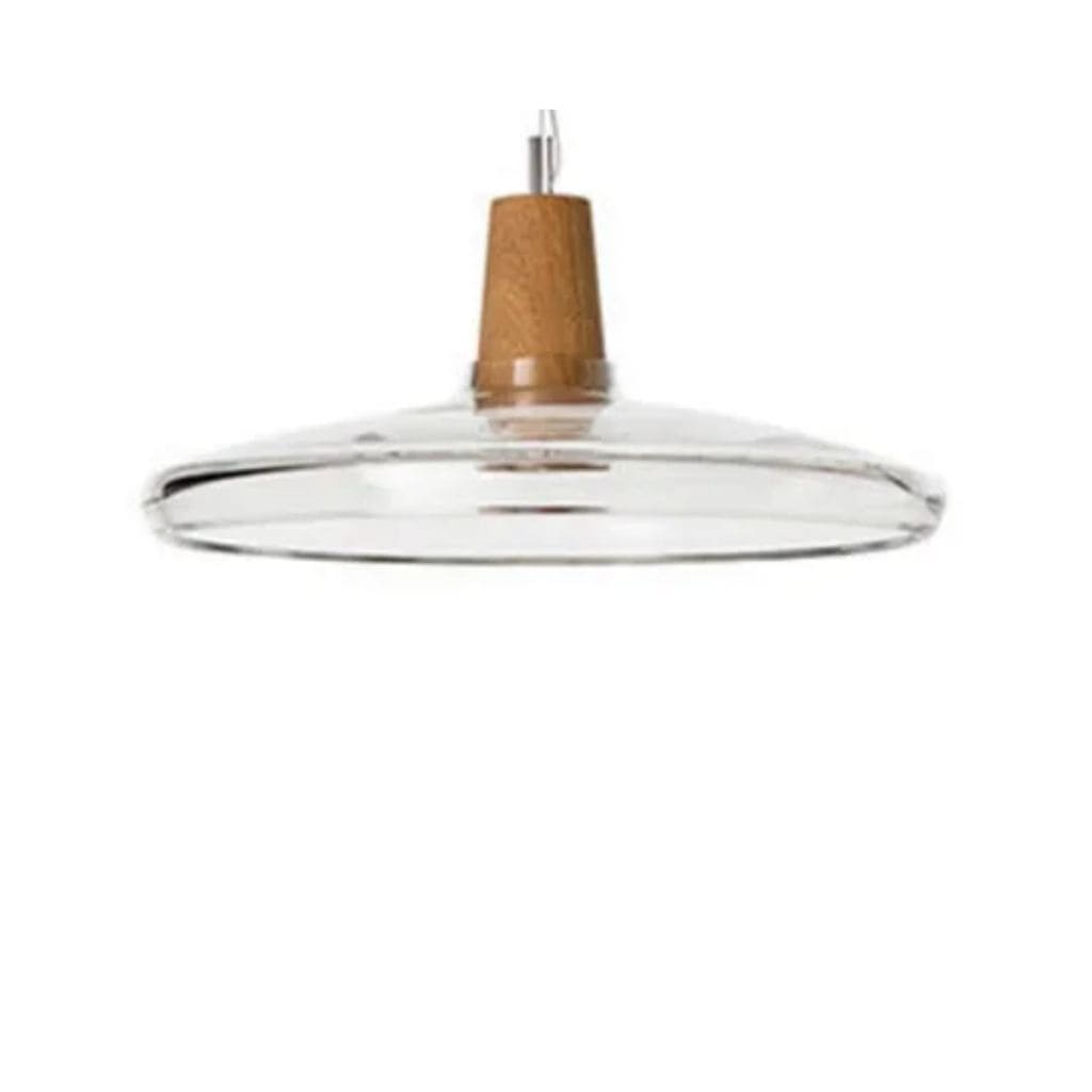 Scandinavian glass and wood hanging lamp