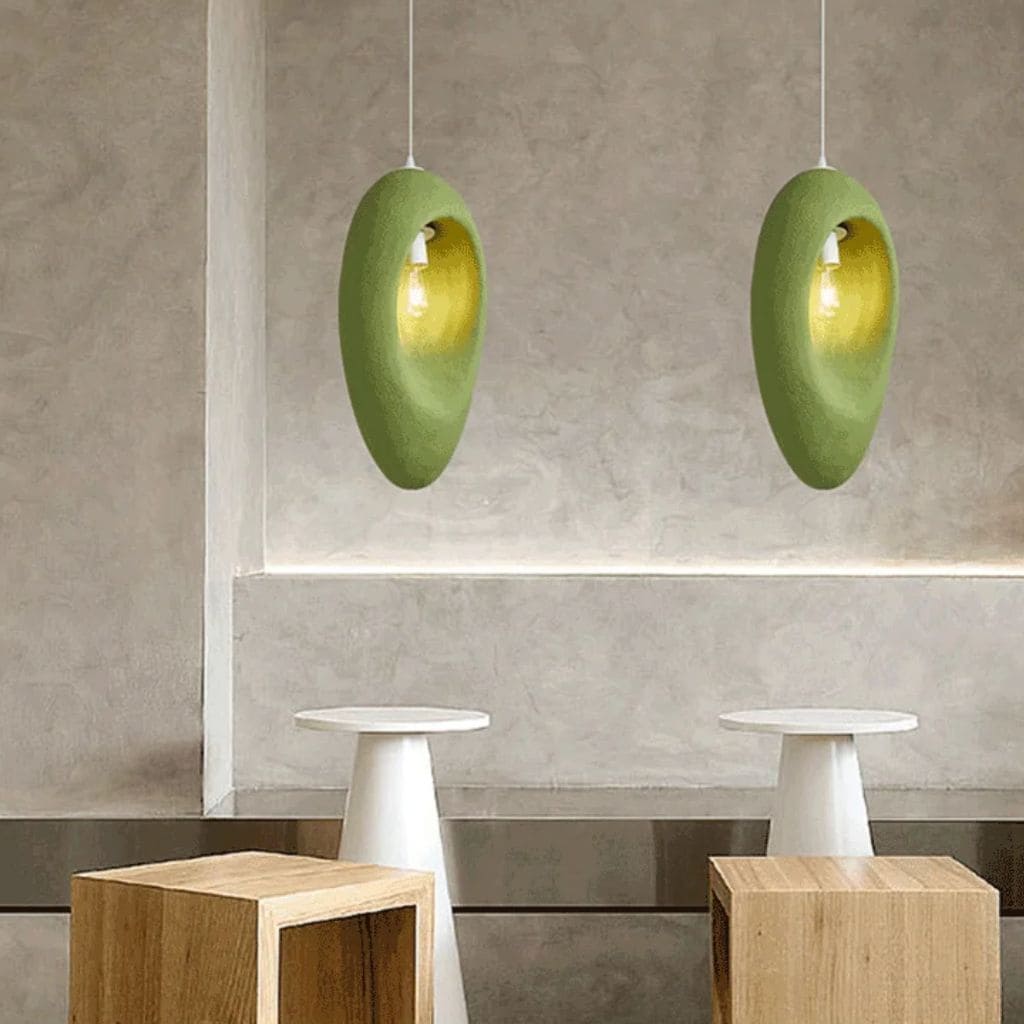 Wabi Sabi designer chandelier in fresh green
