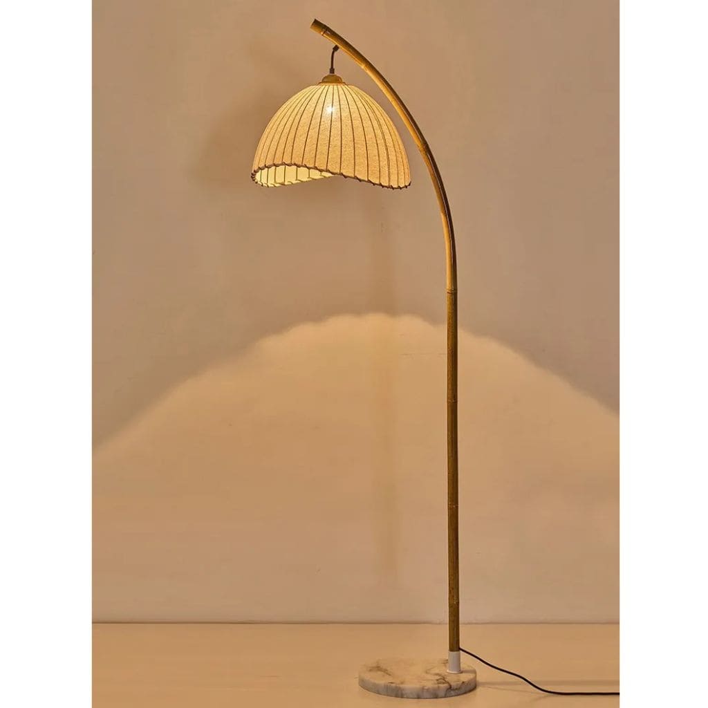 Bamboo floor lamp with canvas lampshade