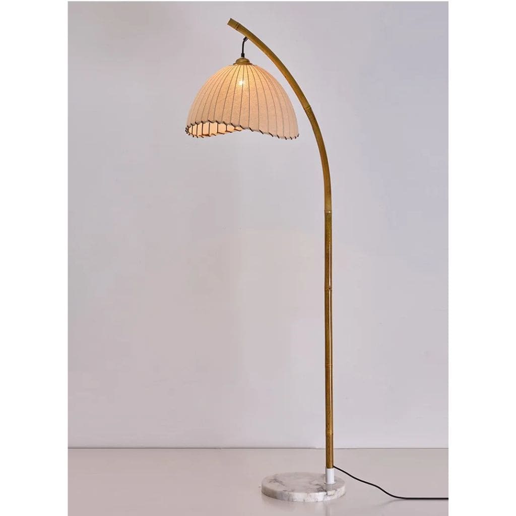 Bamboo floor lamp with canvas lampshade