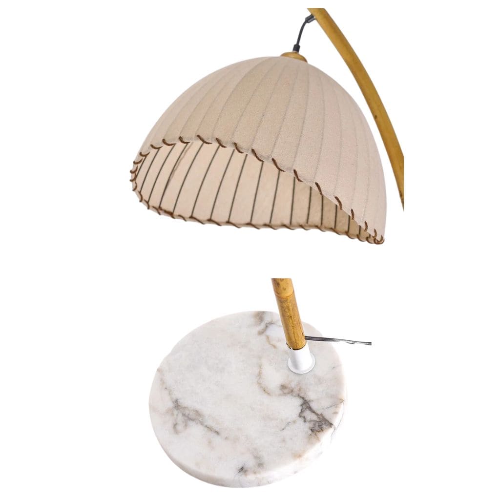 Bamboo floor lamp with canvas lampshade