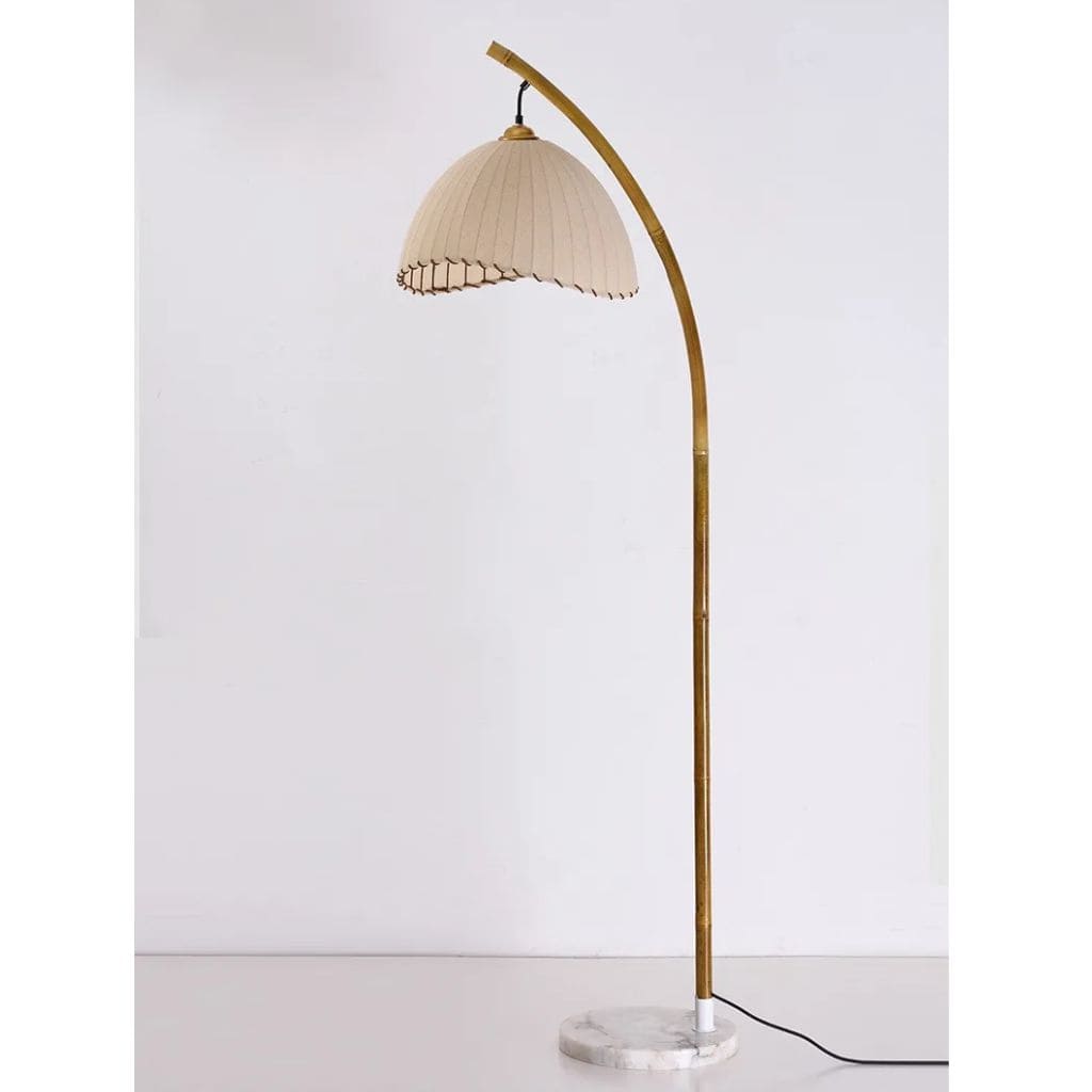 Bamboo floor lamp with canvas lampshade