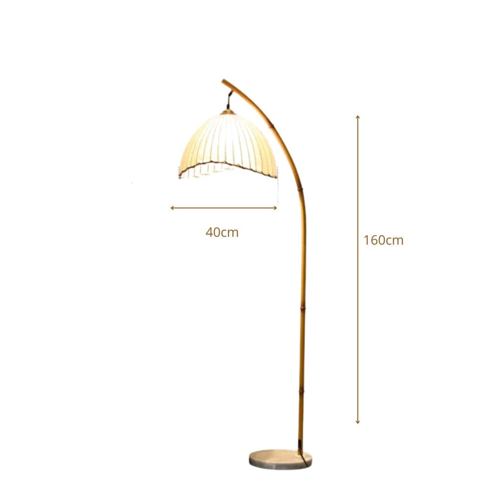 Bamboo floor lamp with canvas lampshade