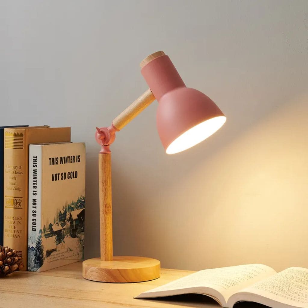 Nordic wooden creative table lamp with swivel head