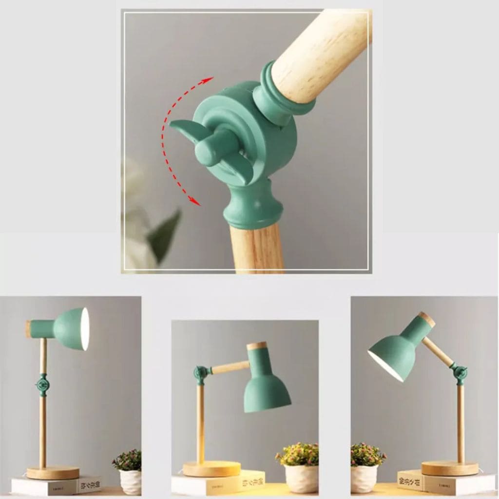 Nordic wooden creative table lamp with swivel head