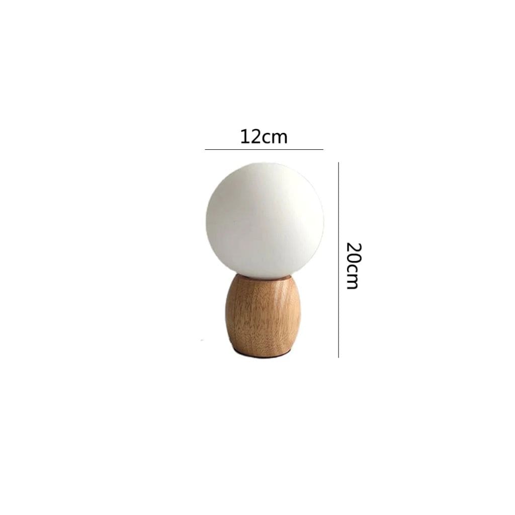 Nordic wooden table lamp with white glass ball milk