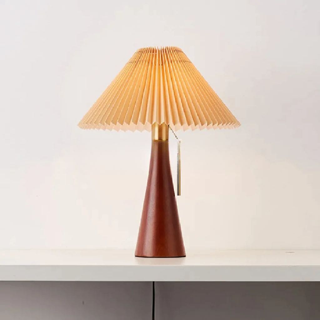 Retro folded table lamp in solid wood