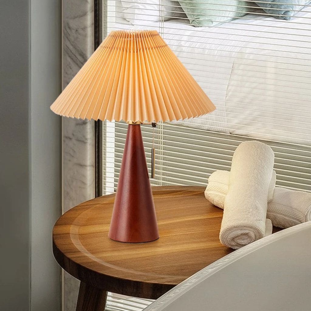 Retro folded table lamp in solid wood