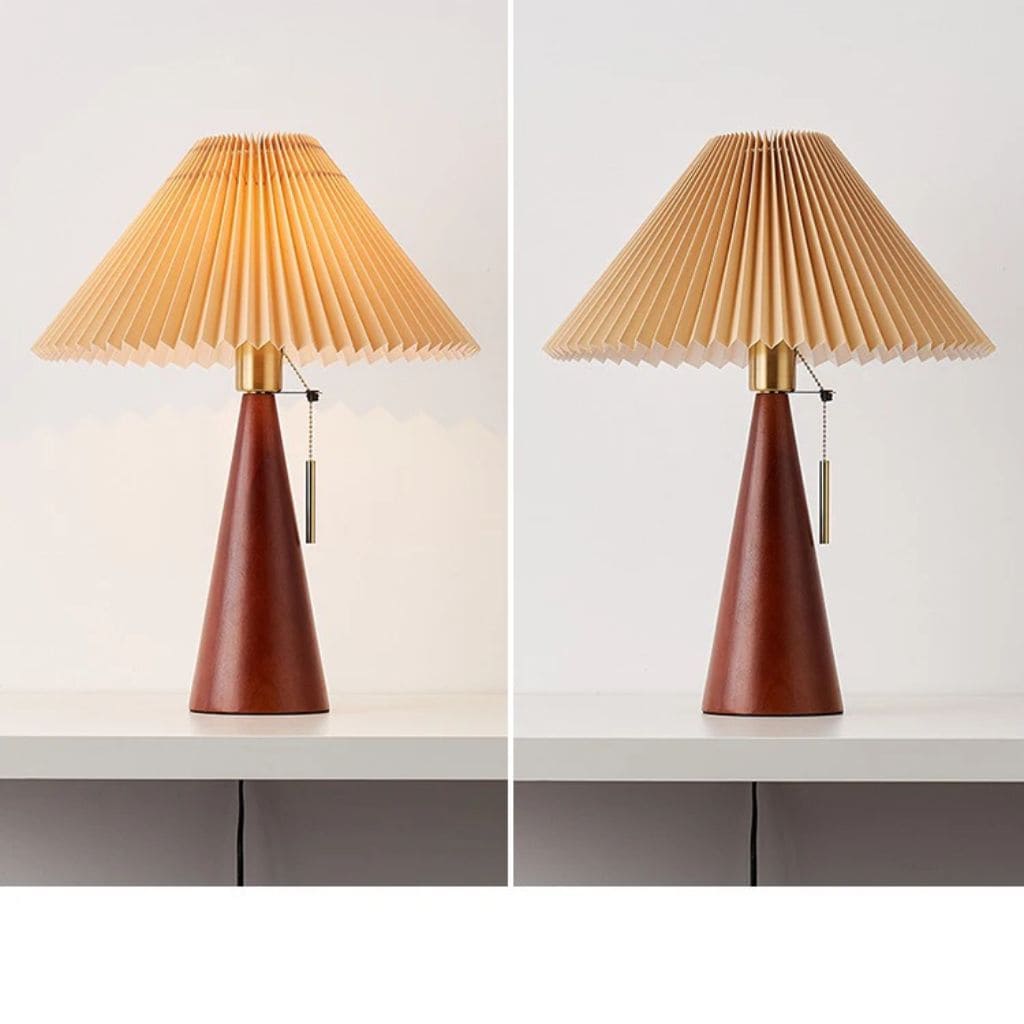 Retro folded table lamp in solid wood