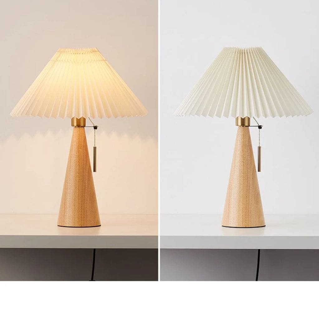 Retro folded table lamp in solid wood