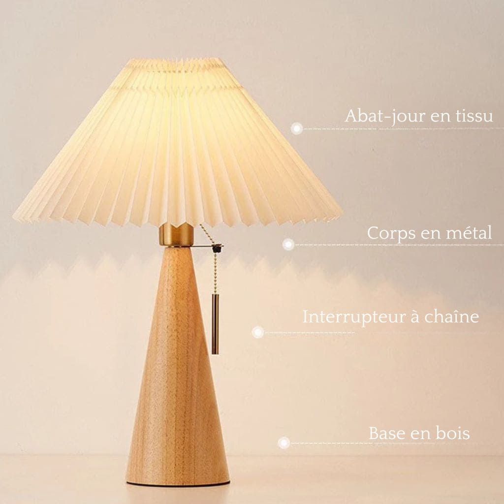 Retro folded table lamp in solid wood